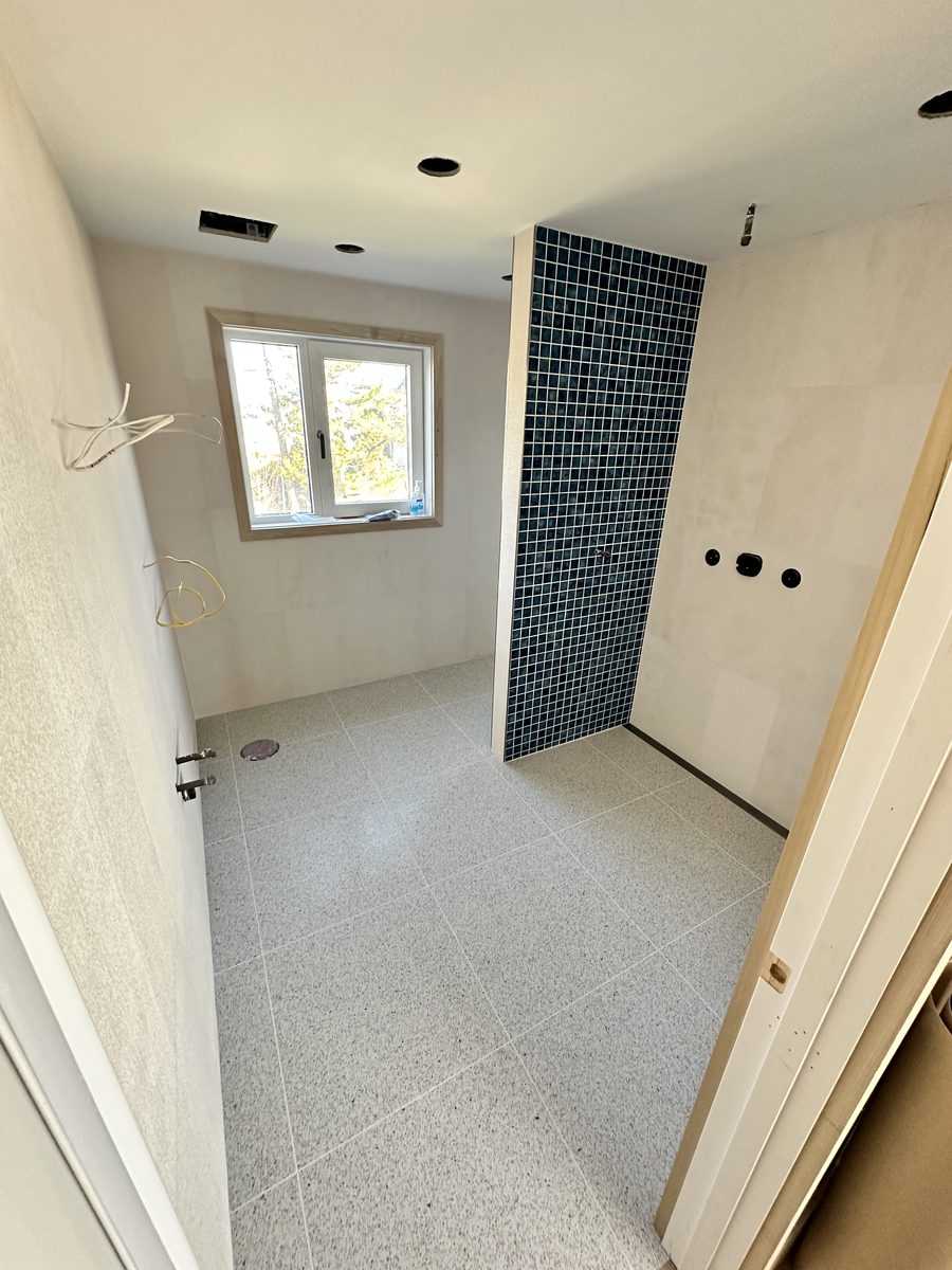 Bathroom tile rough in during a remodel